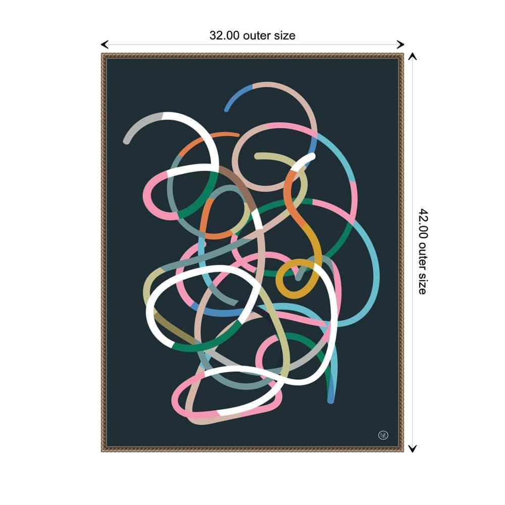 Amanti Art 32"x42" Color Lines by Dan Hobday Framed Canvas Wall Art Print: Modern Abstract Lithograph, Bronze Frame