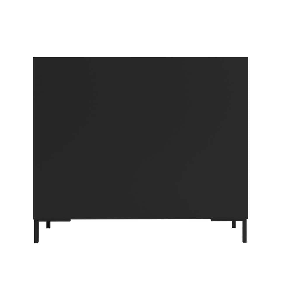 Manhattan Comfort Bogardus Mid - Century Modern 4 Shelf Accent Cabinet Black: Painted Particle Board, Fixed Shelves, Anti-Tip Hardware