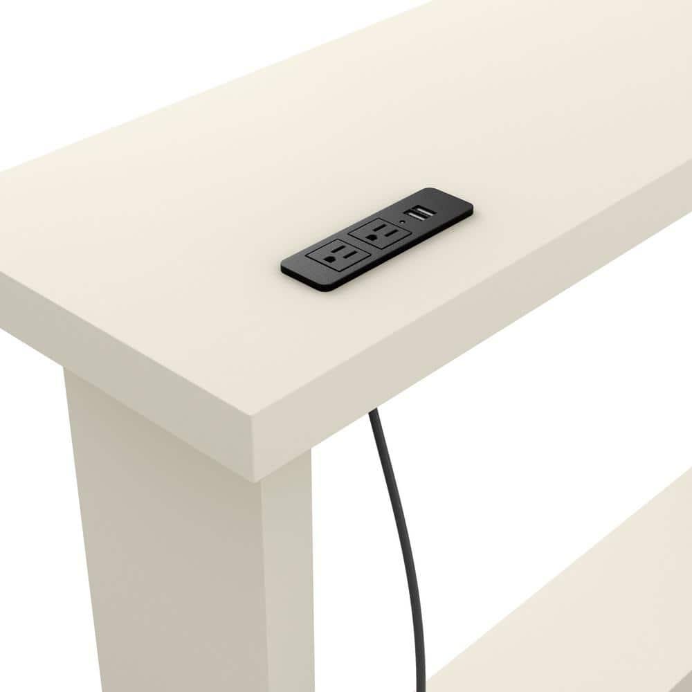 miBasics Nortal 47.24" Console Table Modern 1 Shelf with Usb and Power Ports Soft White