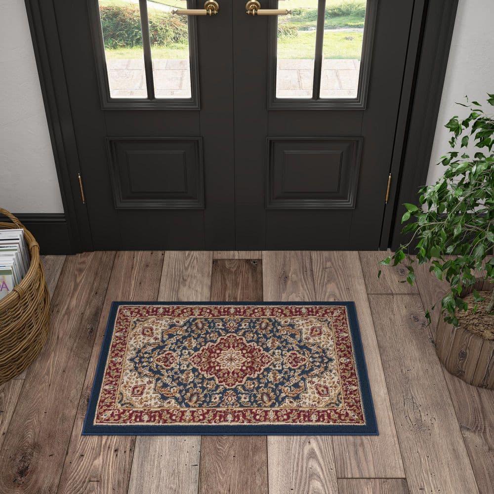 Tayse Sensation Area Rug 4787 NAVY Traditional Navy Blue Bordered Medallion 2' x 3' Rectangle