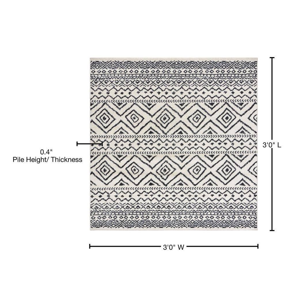 Tulum TUL267 Power Loomed Indoor Accent Rug - Ivory/Black - 3'x3' - Safavieh