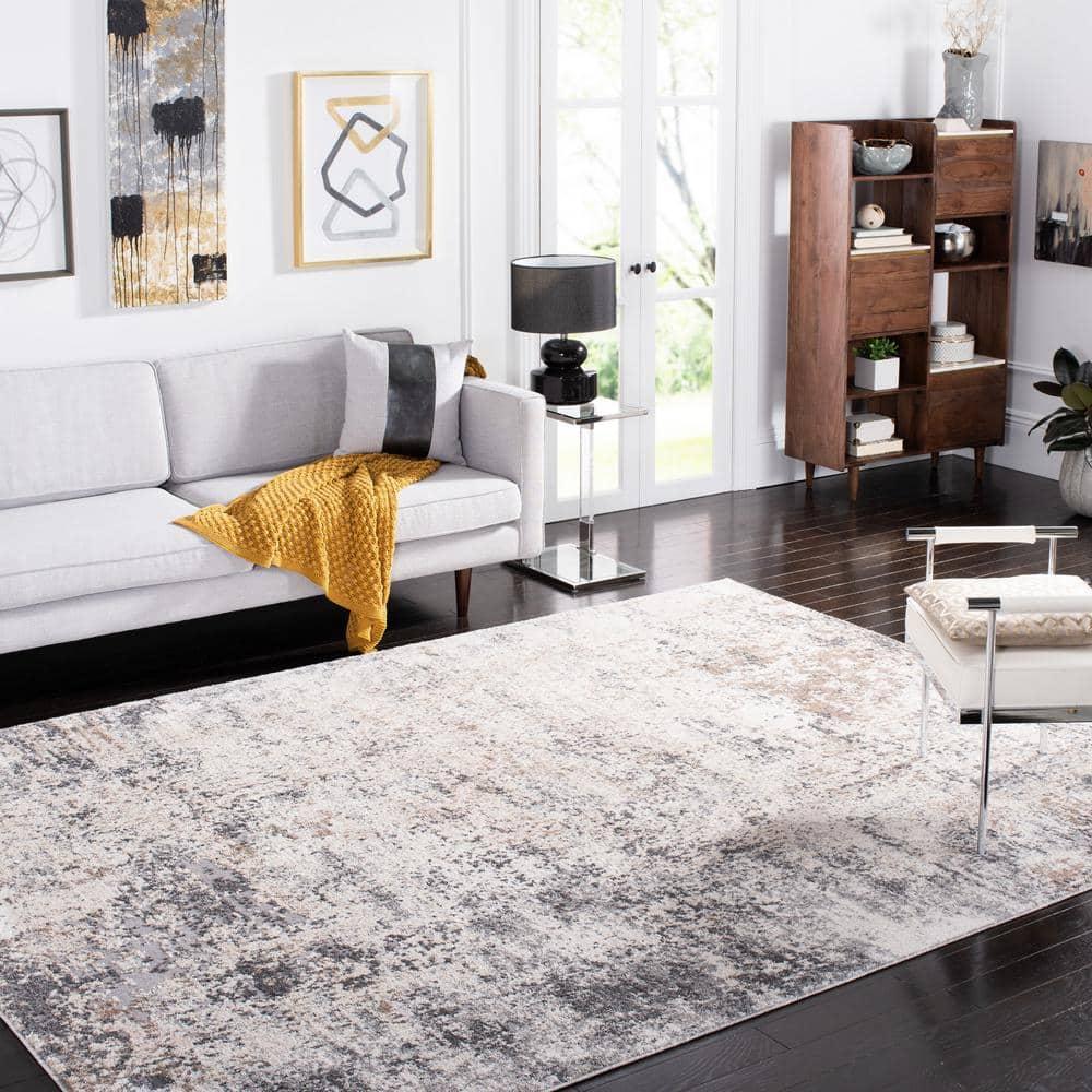 Aston ASN705 Power Loomed Indoor Area Rug - Ivory/Grey - 6'7"x6'7" - Safavieh
