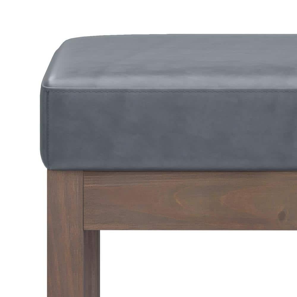 Simpli Home Milltown Ottoman Bench with Upholstered Seat and Solid Wood Frame