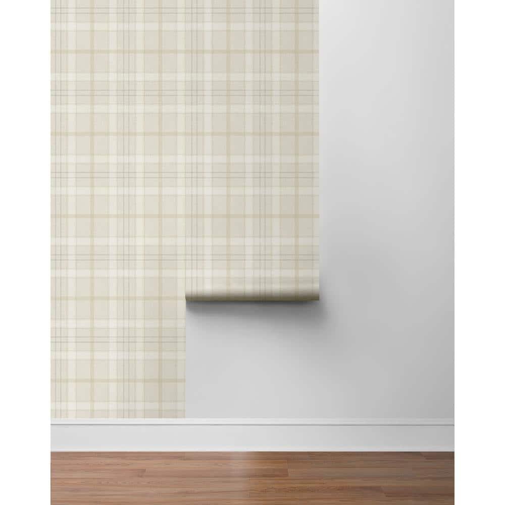 NextWall Neutral Tailor Plaid Peel and Stick Wallpaper - 20.9 in. W x 18 ft. L Roll