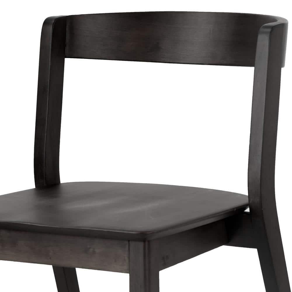 Glamour Home Astor 17.52" Wood Chairs with Curved Back in Black (Set of 2)