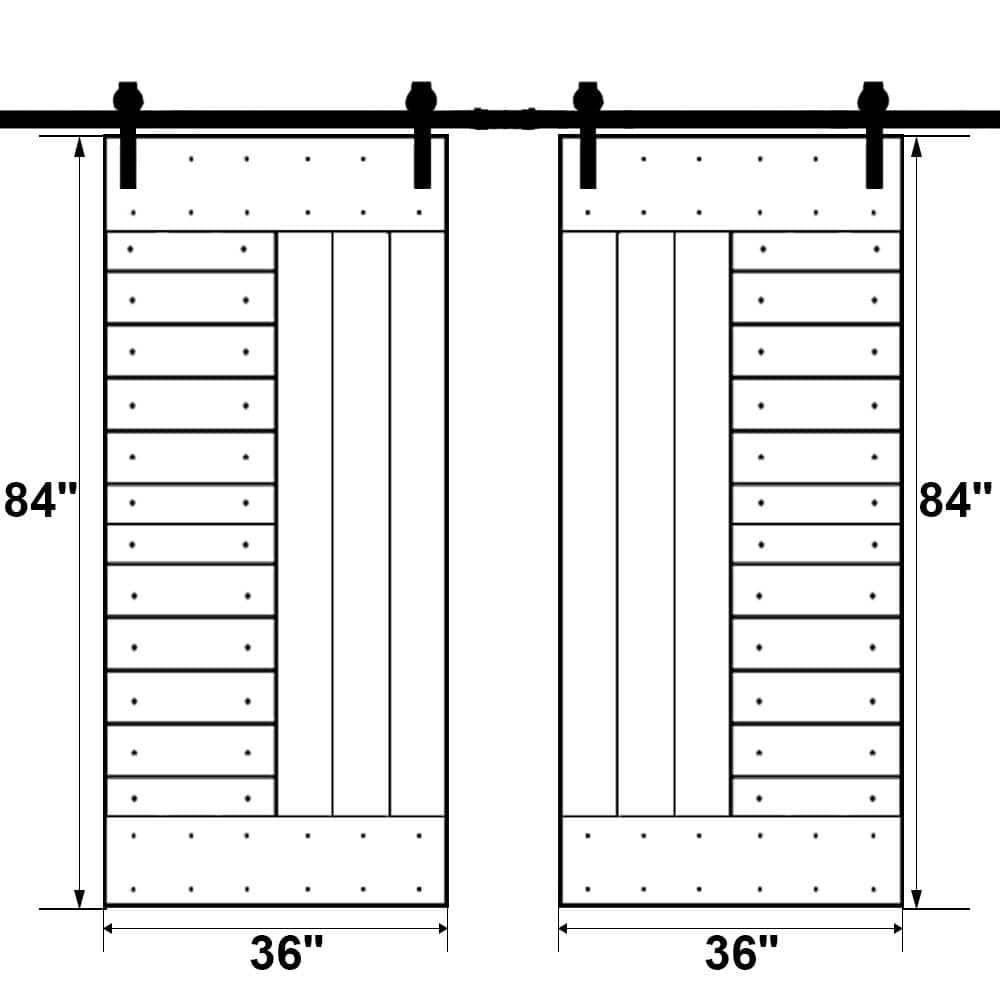 Calhome 84'' Solid Wood Paneled Painted with Installation Hardware Kit Barn Door