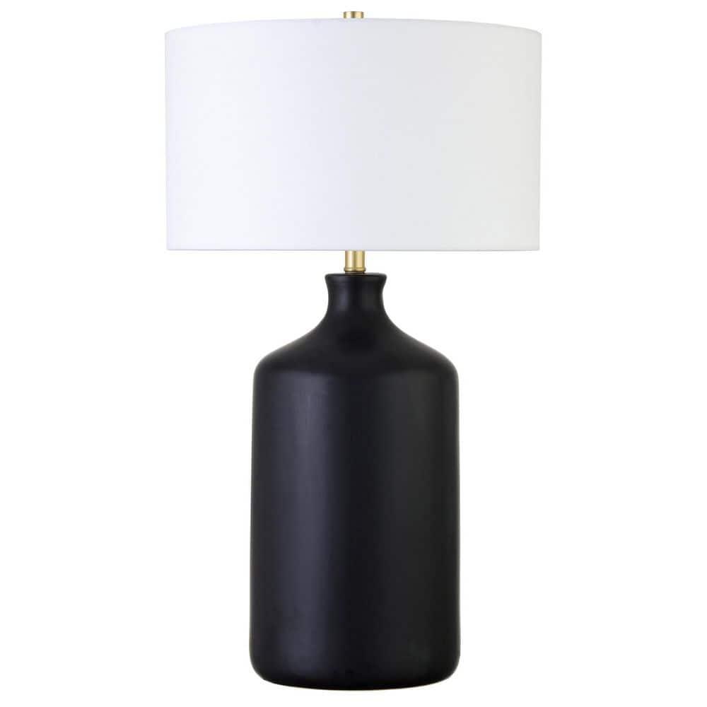 Evelyn&Zoe Sloane 29" Transitional Ceramic Table Lamp with White Drum Fabric Shade