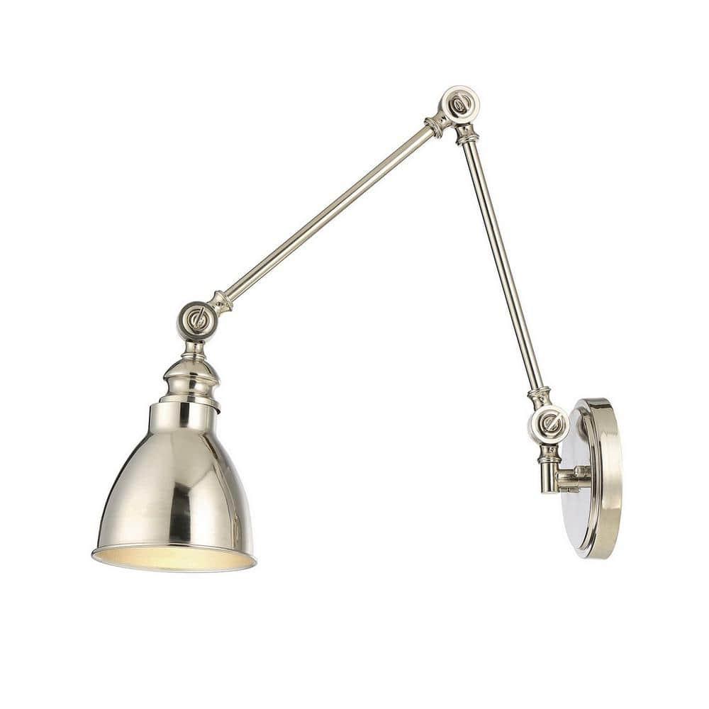 Dakota 1-Light Adjustable Wall Sconce in Polished Nickel