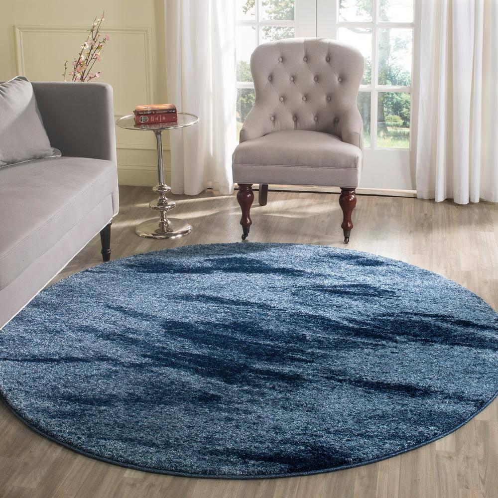 Retro RET2891 Power Loomed Indoor Area Rug - Light Blue/Blue - 6' round - Safavieh.