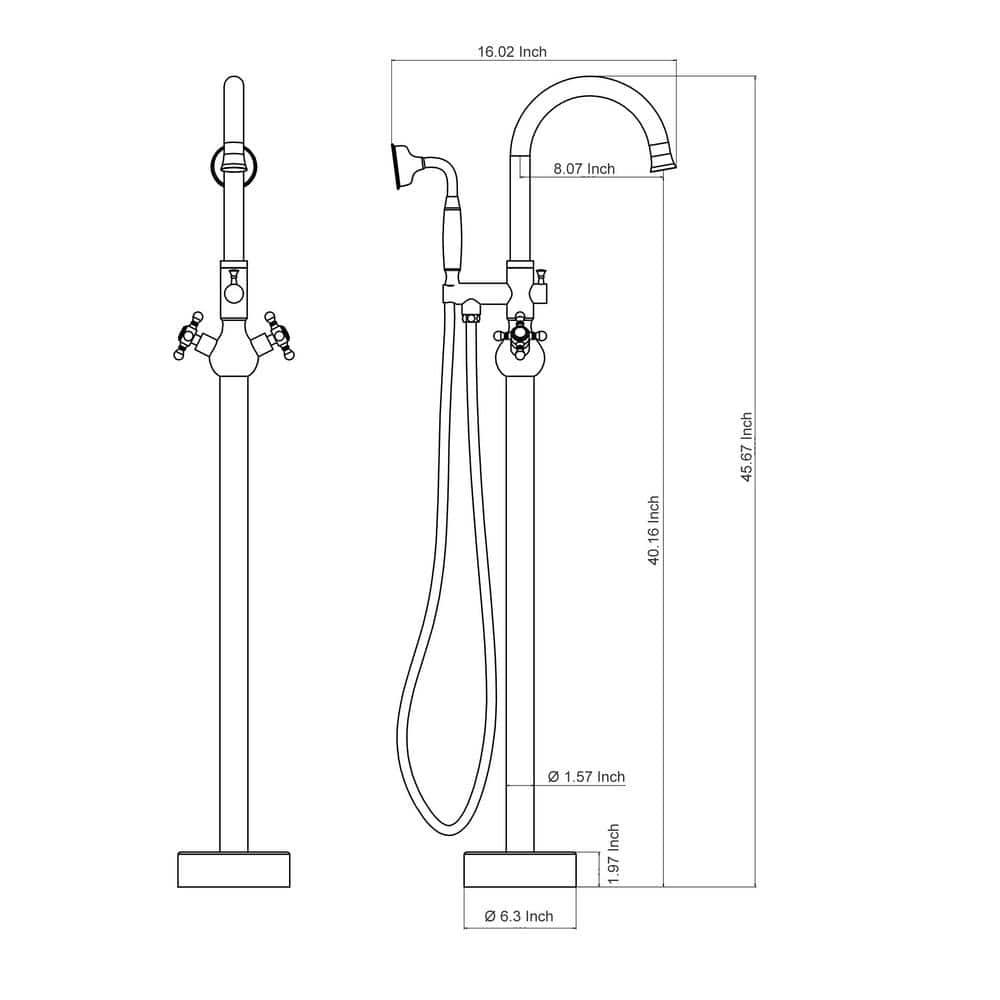 CASAINC Freestanding 2 Handles High Flow Bathtub Faucet with Hand Shower