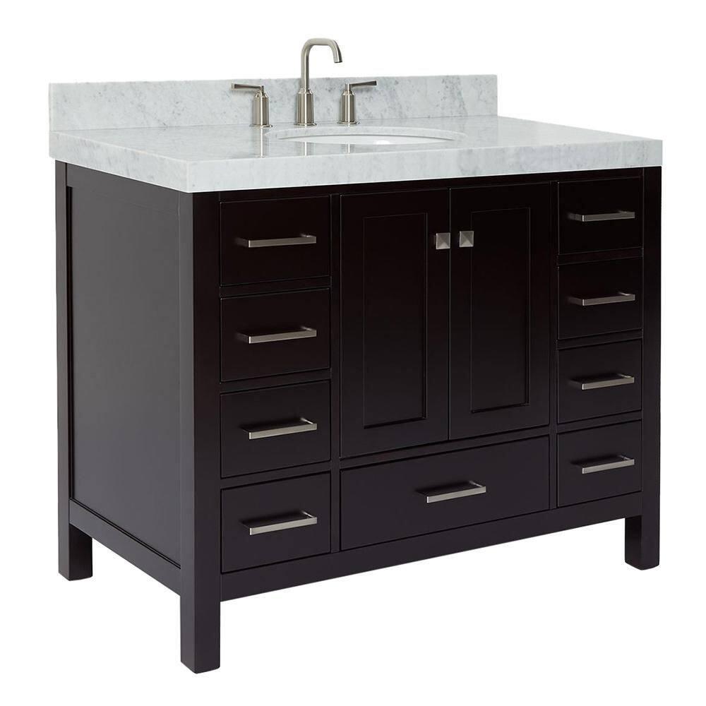 Cambridge 42'' Single Bathroom Vanity with Carrara Marble Top