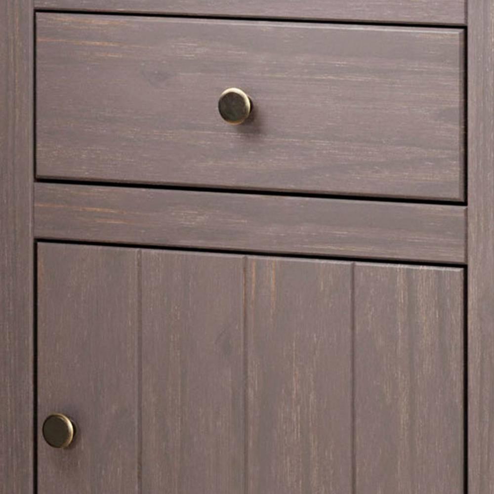 Stav Gray Solid Wood 1 Drawer Nightstand with Bronze Knobs