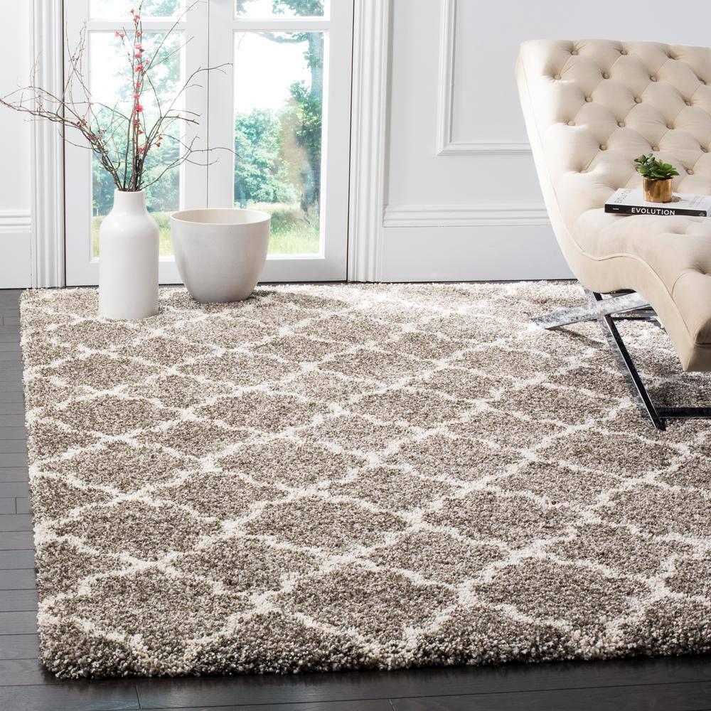 Hudson Shag SGH282 Power Loomed Indoor Area Rug - Grey/Ivory - 6'x9' - Safavieh