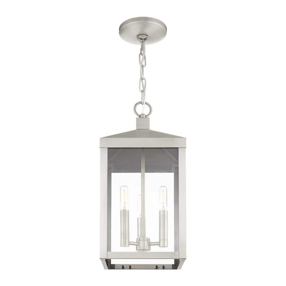 3 Light Outdoor Pendant Lantern with Clear Glass Shade