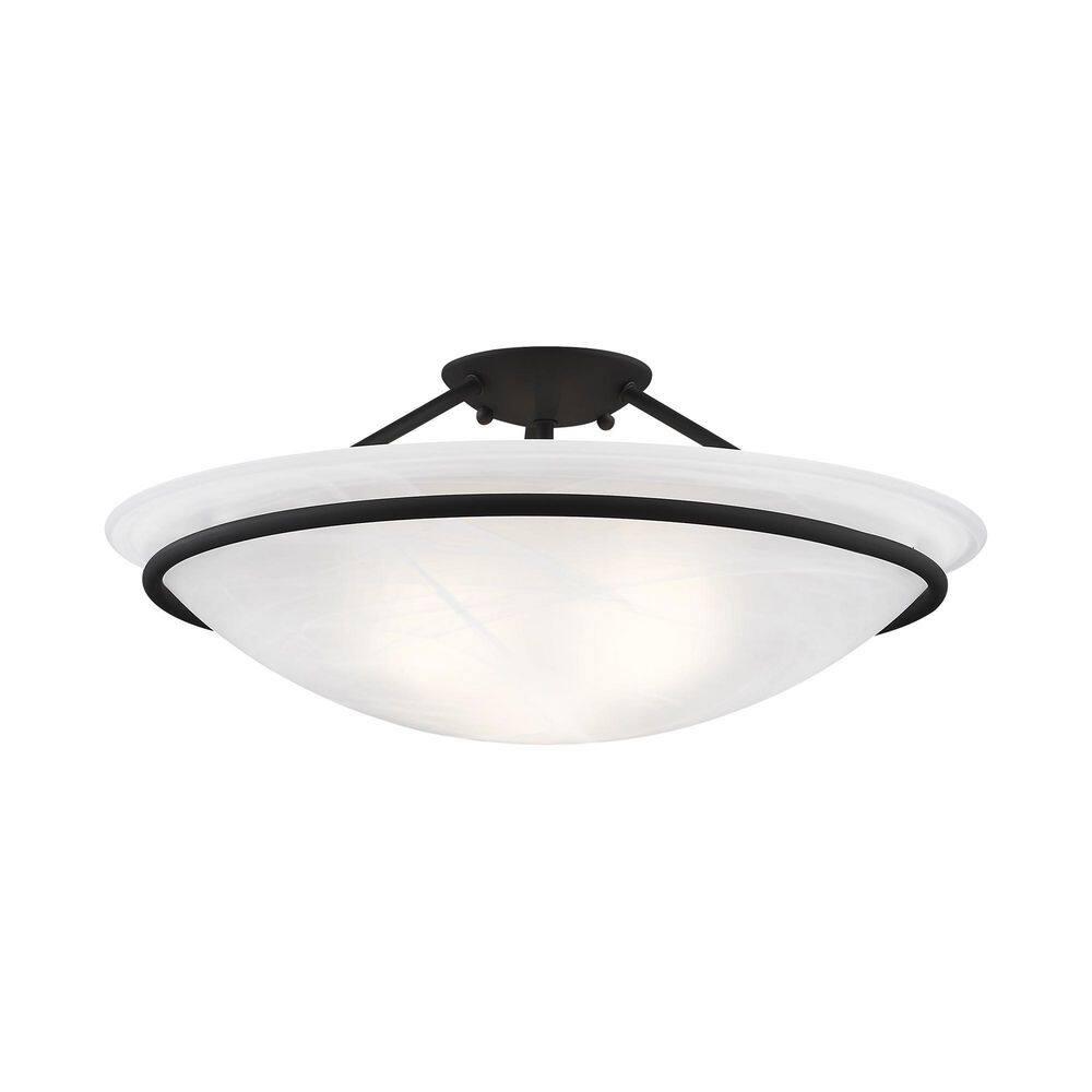 Livex Lighting Newburgh 3 - Light Semi-Flush Mount in  Black