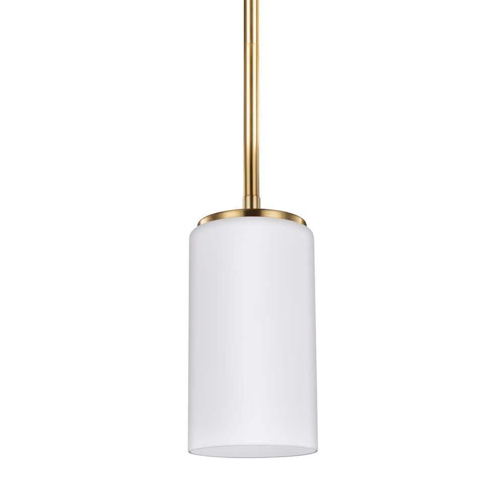 Alturas Mini-Pendant in Satin Brass with Etched Glass Shade