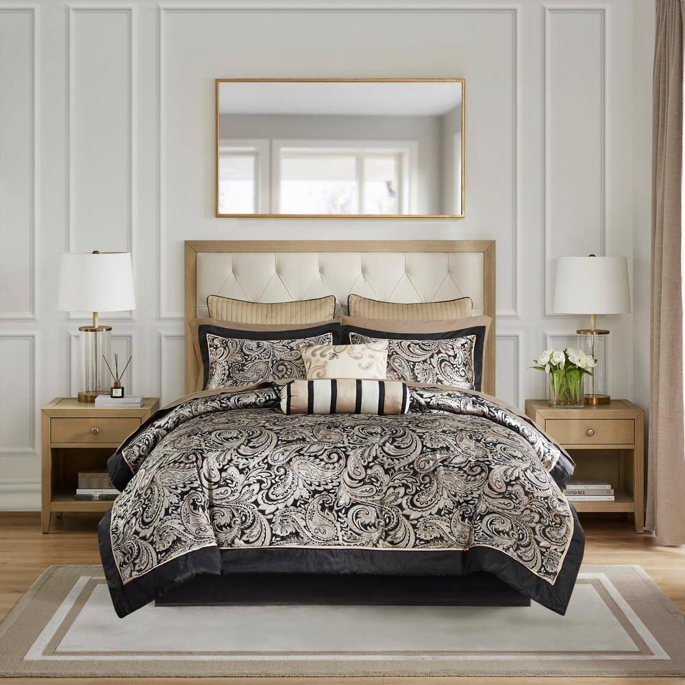 Madison Park Aubrey 12 Piece Comforter Set with Cotton Bed Sheets