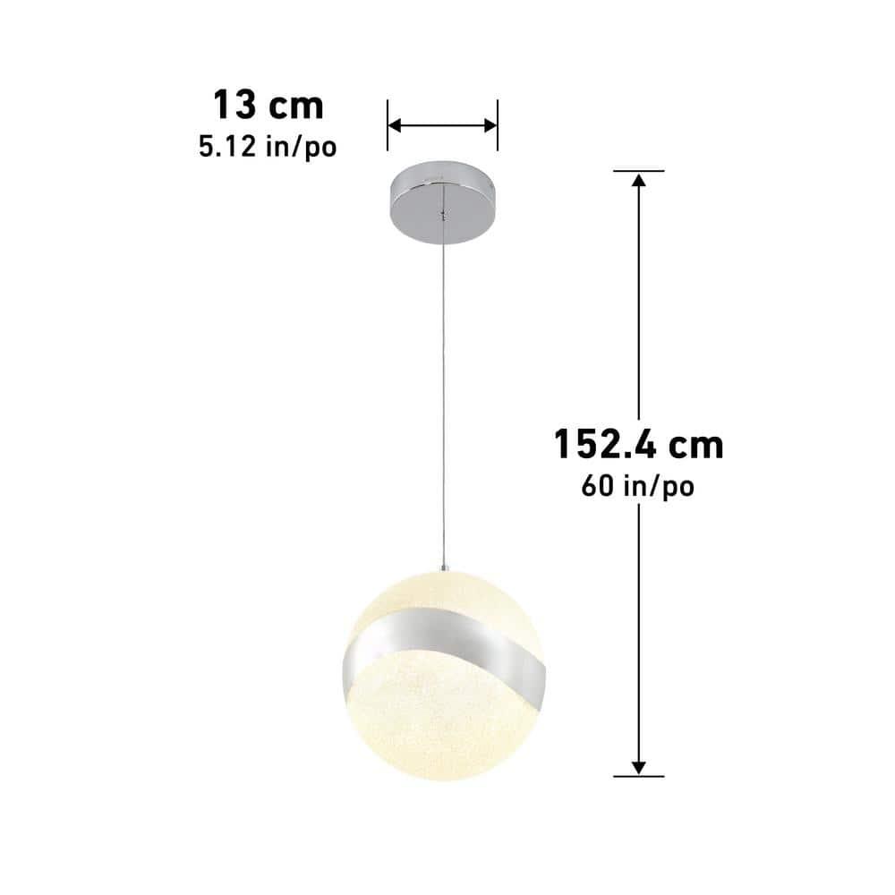 Artika Wavey Integrated LED 1-Light Pendant, Chrome Finish
