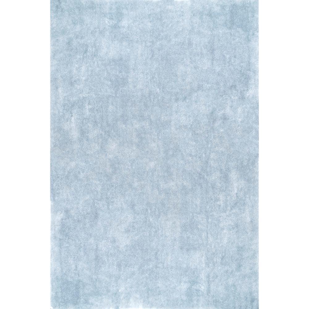 nuLOOM 3' x 5' Cozy Plush SuperiorWash Area Rug, Machine Washable, Non-Slip, Soft Fluffy Shag Carpet for Living Room Bedroom Nursery, Loni Light Blue