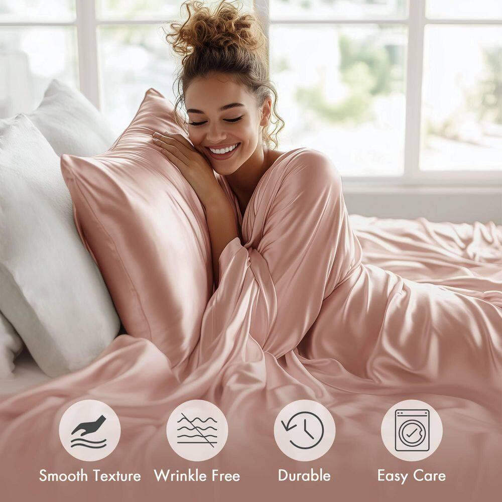 California King Satin Luxury 6pc Sheet Set Blush