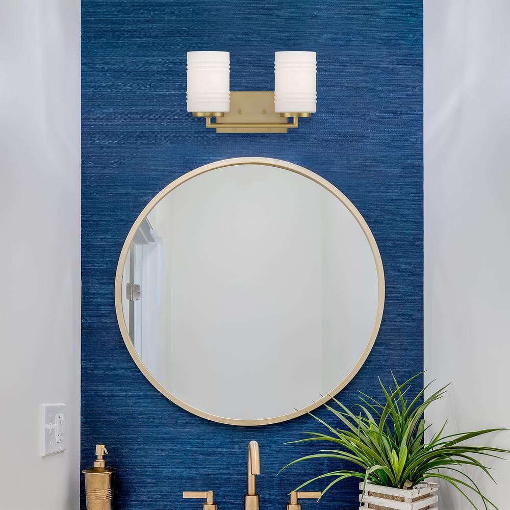 Designers Fountain Leavenworth 2 Light Brushed Gold Bathroom Vanity Light Fixture, D257M-2B-BG