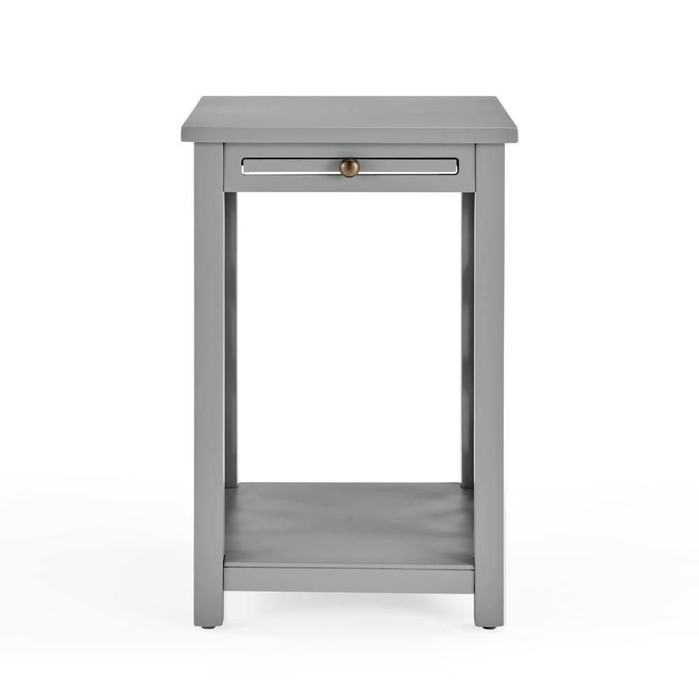 Alaterre Furniture Coventry Wood End Table with Tray Shelf and Bottom Shelf, Gray
