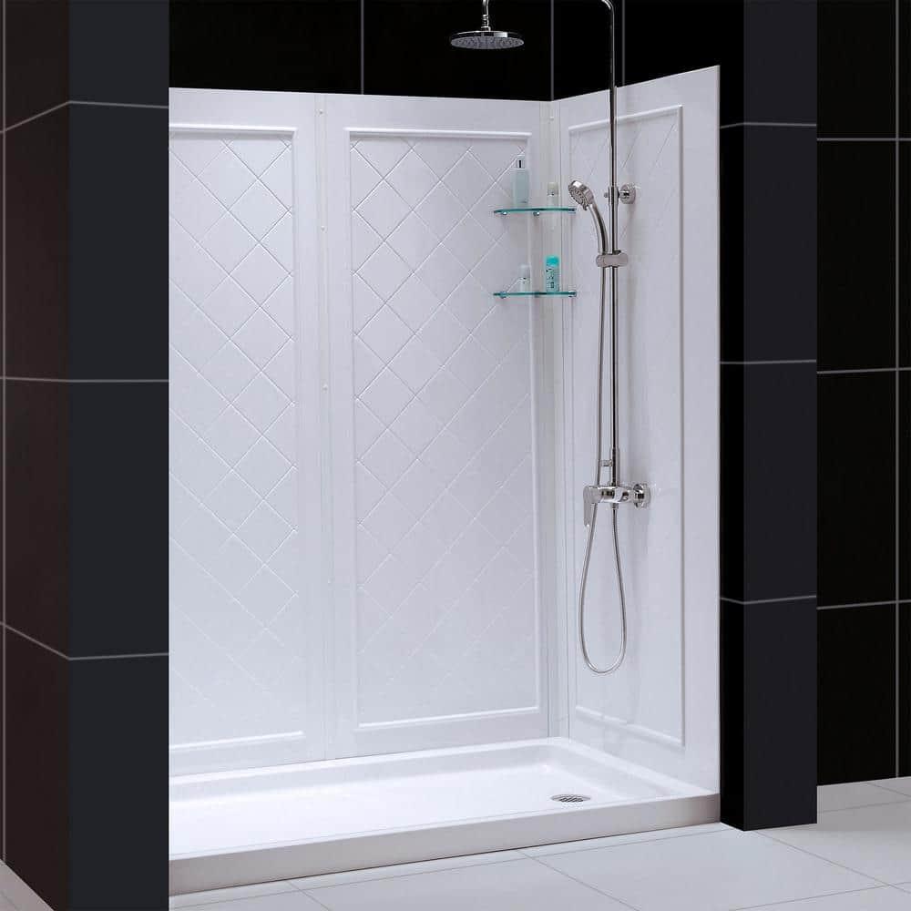 Infinity-Z 60" W x 30" D x 76.75" H Semi-Frameless Rectangle Shower Enclosure with Towel Bar and Base Included