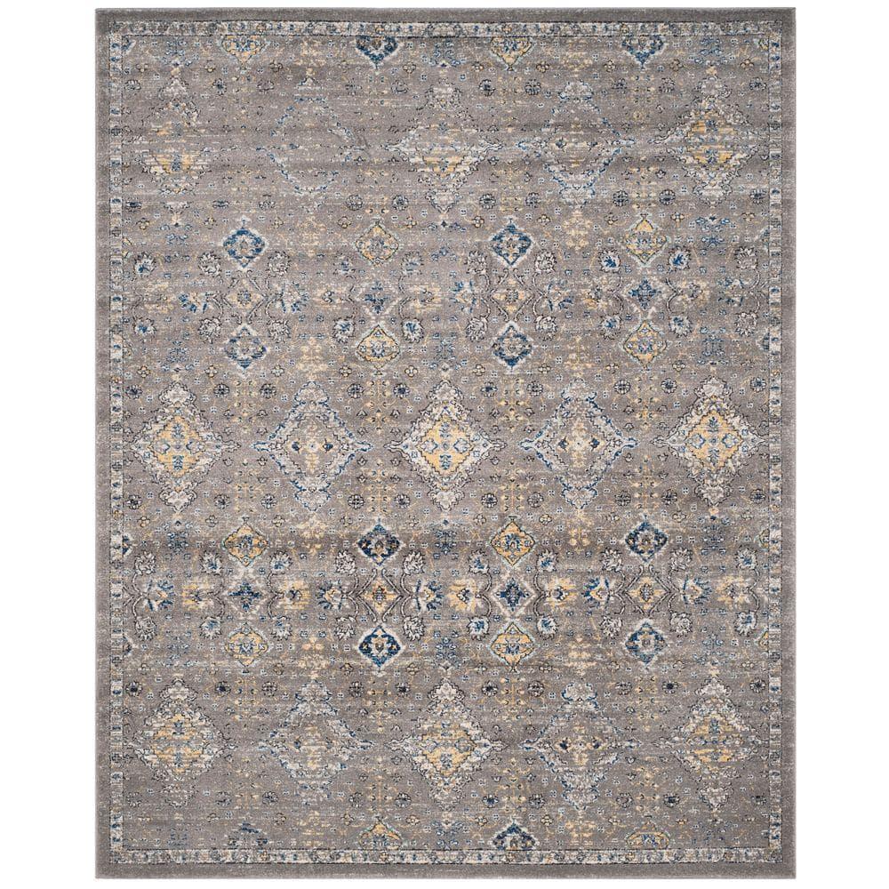 Evoke EVK224 Power Loomed Area Rug - Dark Grey/Yellow - 8'9"x11'9" - Safavieh.