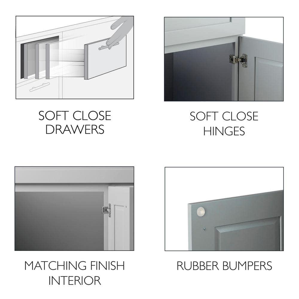 Design House Brookings 60 Inch Bathroom Vanity, Ready to Assemble, Solid Wood, Sherwin Williams – Design House, 599019-