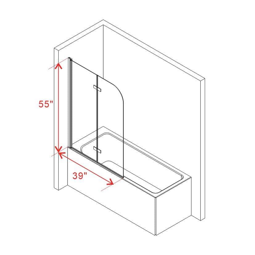 Jraty 39'' - W x 55'' H Door Frameless Tub Door with