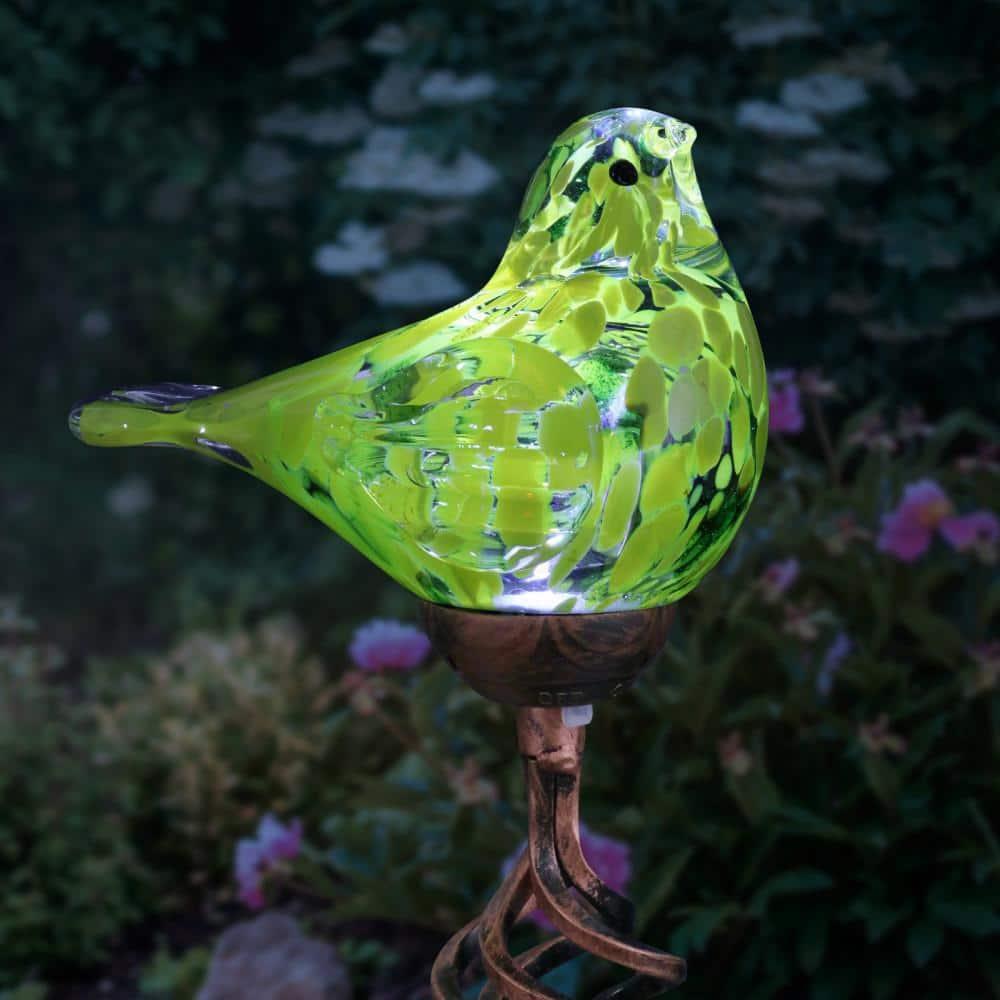 Exhart Exhart Solar Pearlized Hand Blown Glass Bird Garden Stake, 6 by 31 Inches