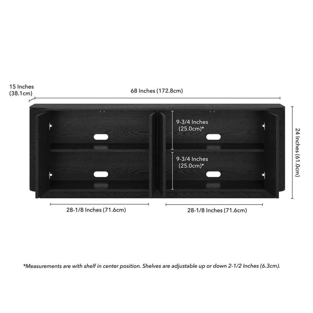 Evelyn&Zoe Canton Transitional TV Stand For TVs up to 75", Black Grain