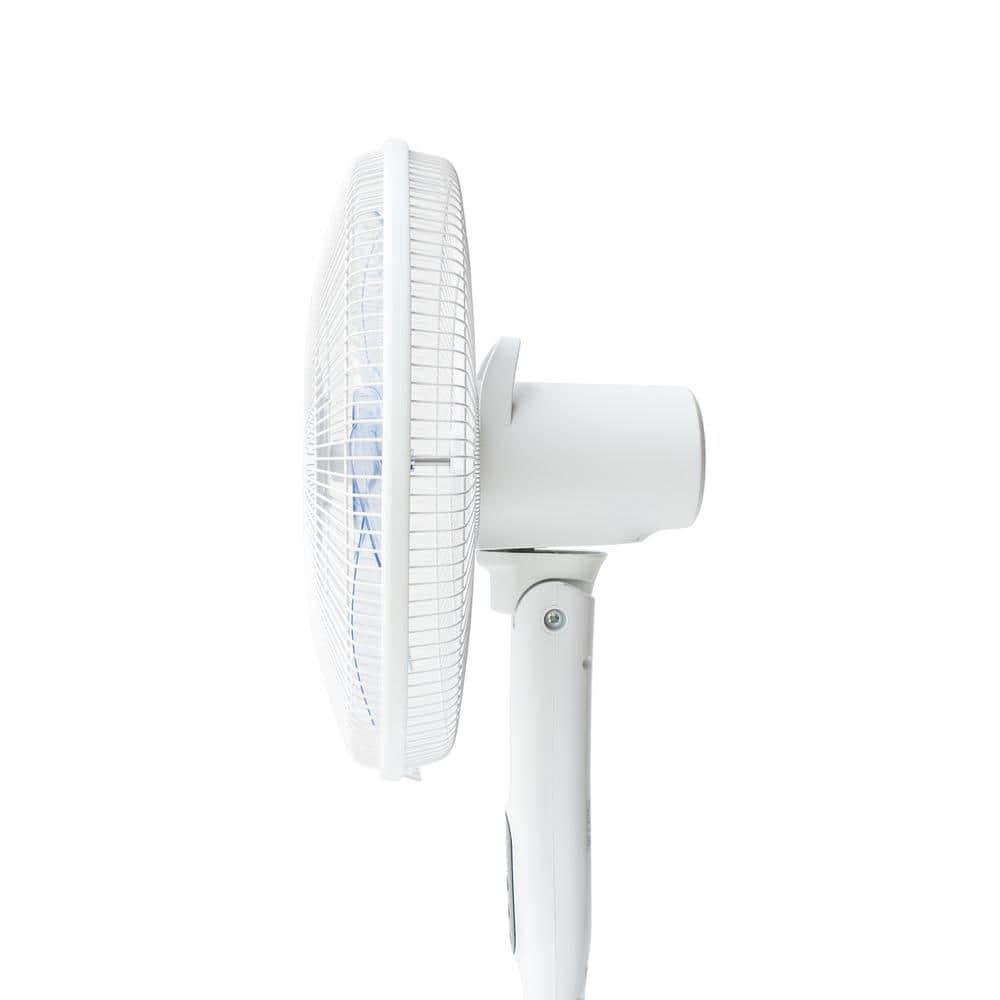 16" DC-Motor Energy Saving Stand Fan with Remote and timer-Piano White