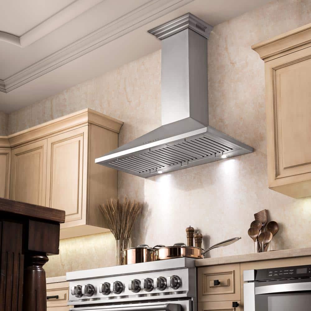 ZLINE 48 in. ZLINE CrownSound™Ducted Vent Wall Mount Range Hood in Stainless Steel W/ Bluetooth Speakers (KL2CRN-BT-48)