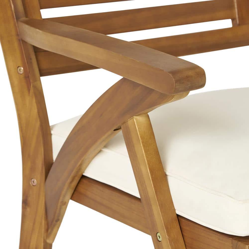 Hermosa 5pc Acacia Wood Patio Dining Set with Cushions - Teak Finish - Christopher Knight Home: Outdoor Furniture, 4 Arm Chairs & Square Table