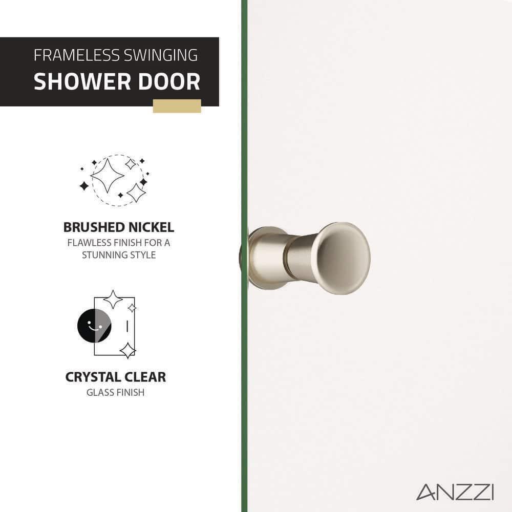 ANZZI Anzzi 33.3” W x 72” H Frameless Shower Door SD-AZ14-01BN