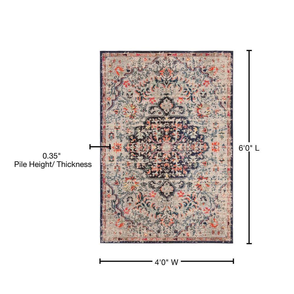Madison MAD447 Power Loomed Indoor Area Rug - Beige/Black - 4'x6' - Safavieh