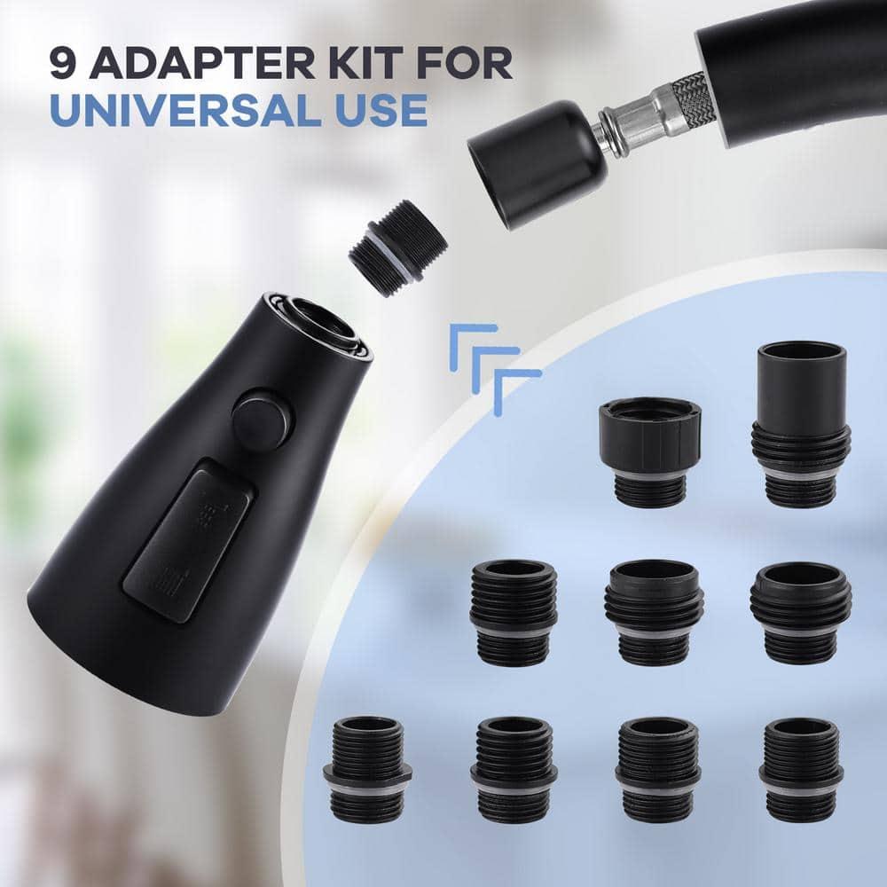 WOWOW 3-Function Sprayer Pull Down Kitchen Faucet Spray Head Replacement With 9-Adapter Kit
