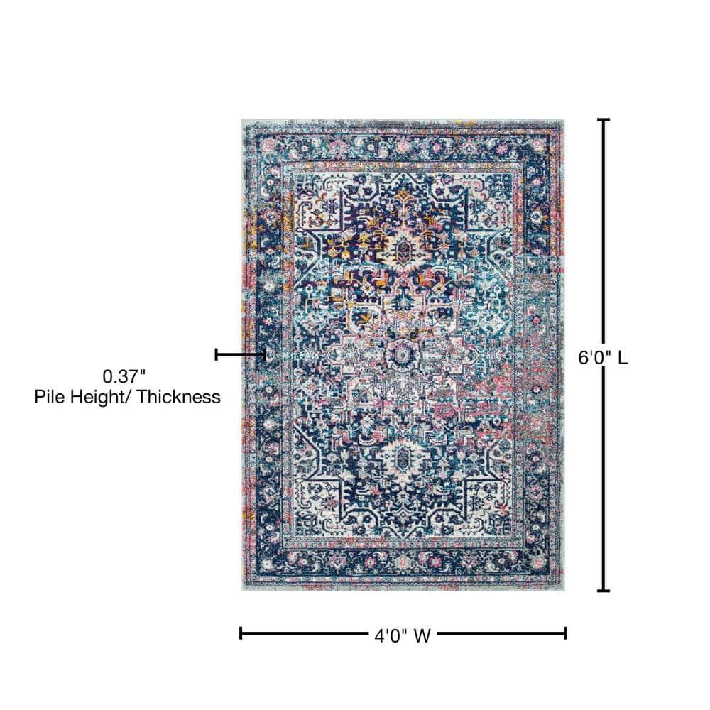 Nuloom Lilah Medallion 4x6 Indoor Area Rug for Living Room Bedroom Dining Room Kitchen, Blue/Multicolor