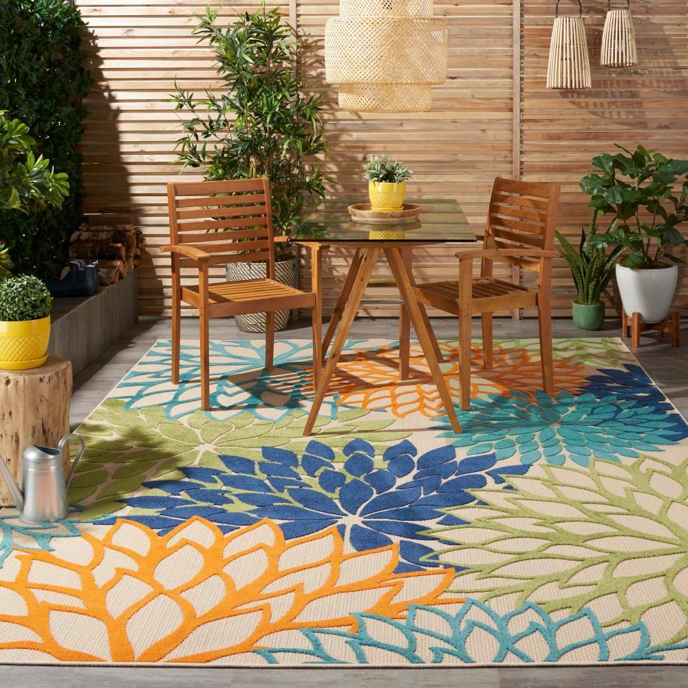 Nourison Aloha Floral Bloom Flatweave High-Low Indoor Outdoor Area Rug Multicolor 7' x 10'