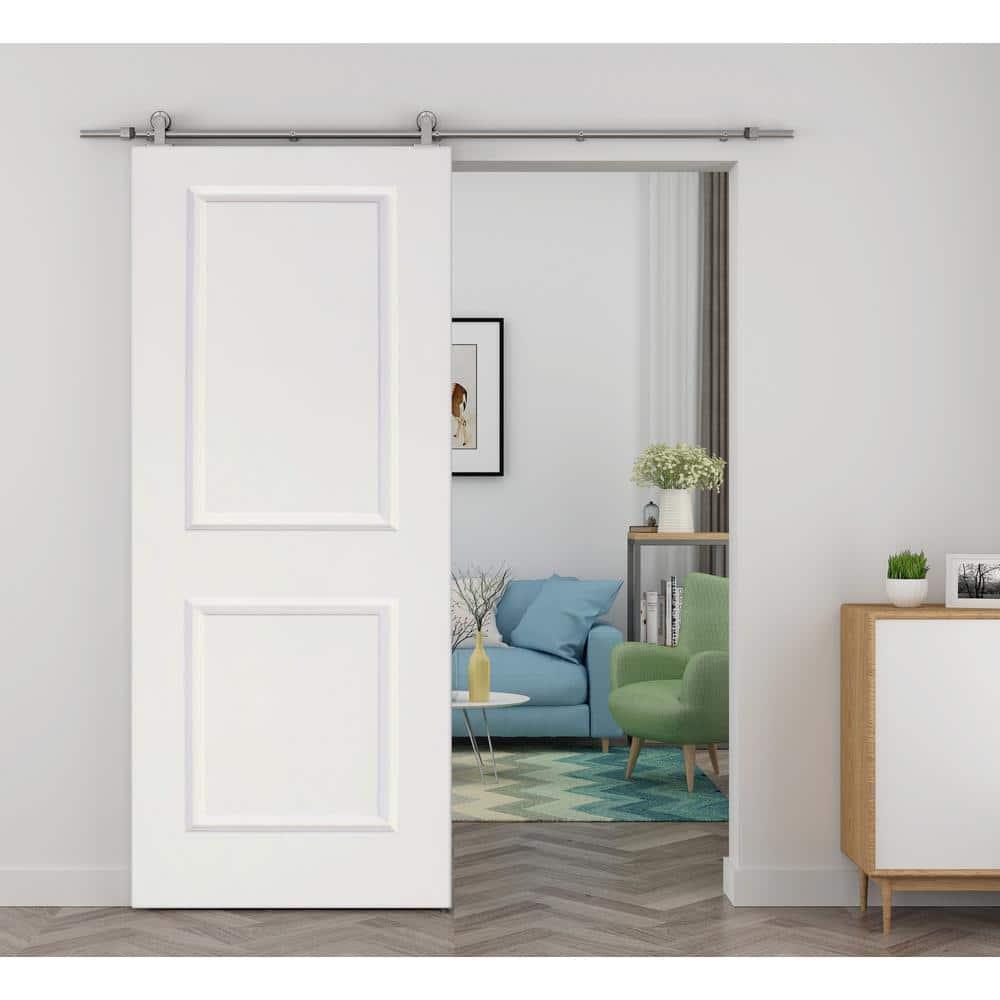 Calhome Paneled Wood Primed Barn Door with Installation Hardware Kit & Reviews | Wayfair