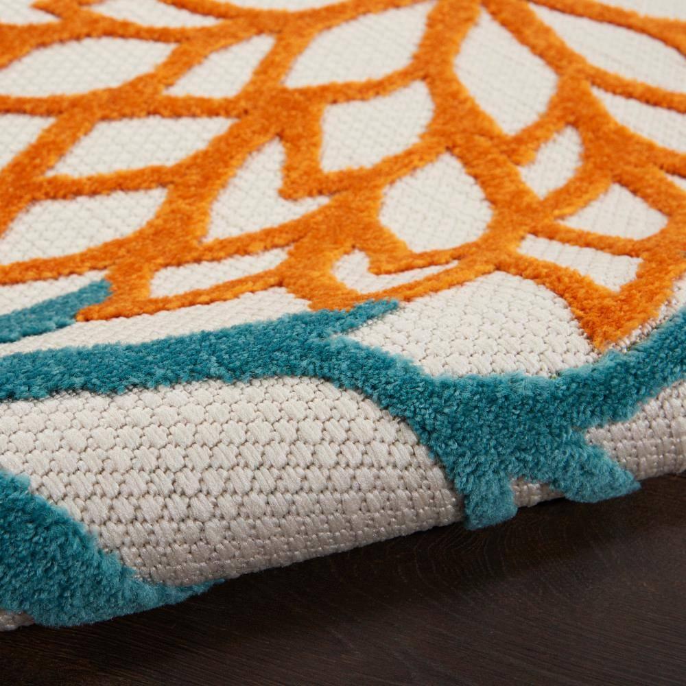 Nourison Aloha Floral Bloom Flatweave High-Low Indoor Outdoor Area Rug Turquoise Multicolor 2'8" x 4'