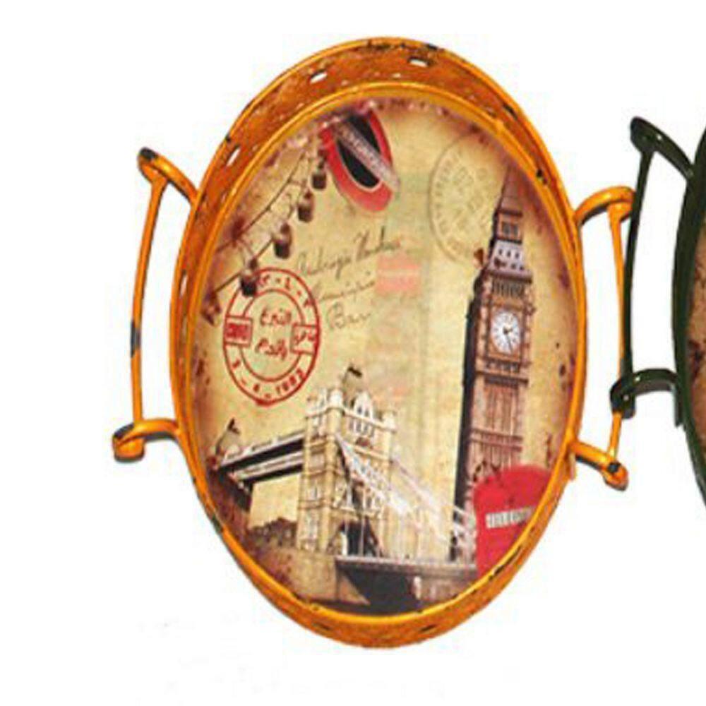 Modern Urban Print Oval Serving Trays with Handles, Set of 3