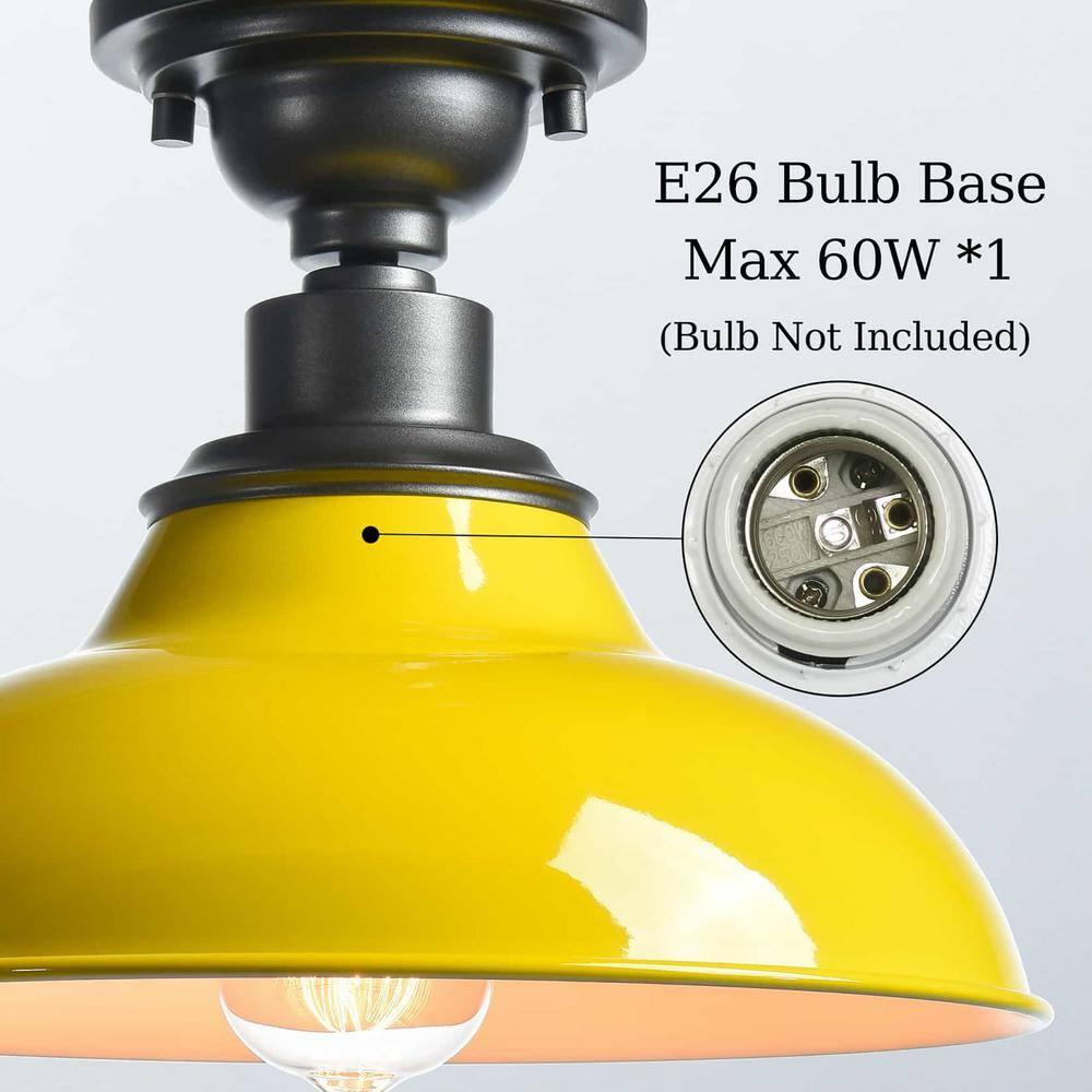 Modern Yellow Semi Flush Mount Light Barn Style Ceiling Light Fixture