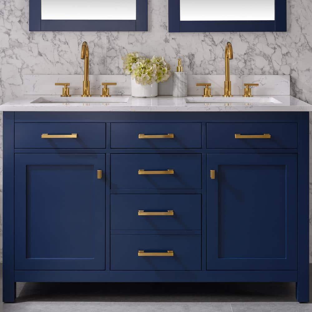 Atencio 54'' Free-standing Double Bathroom Vanity with Engineered Stone Vanity Top