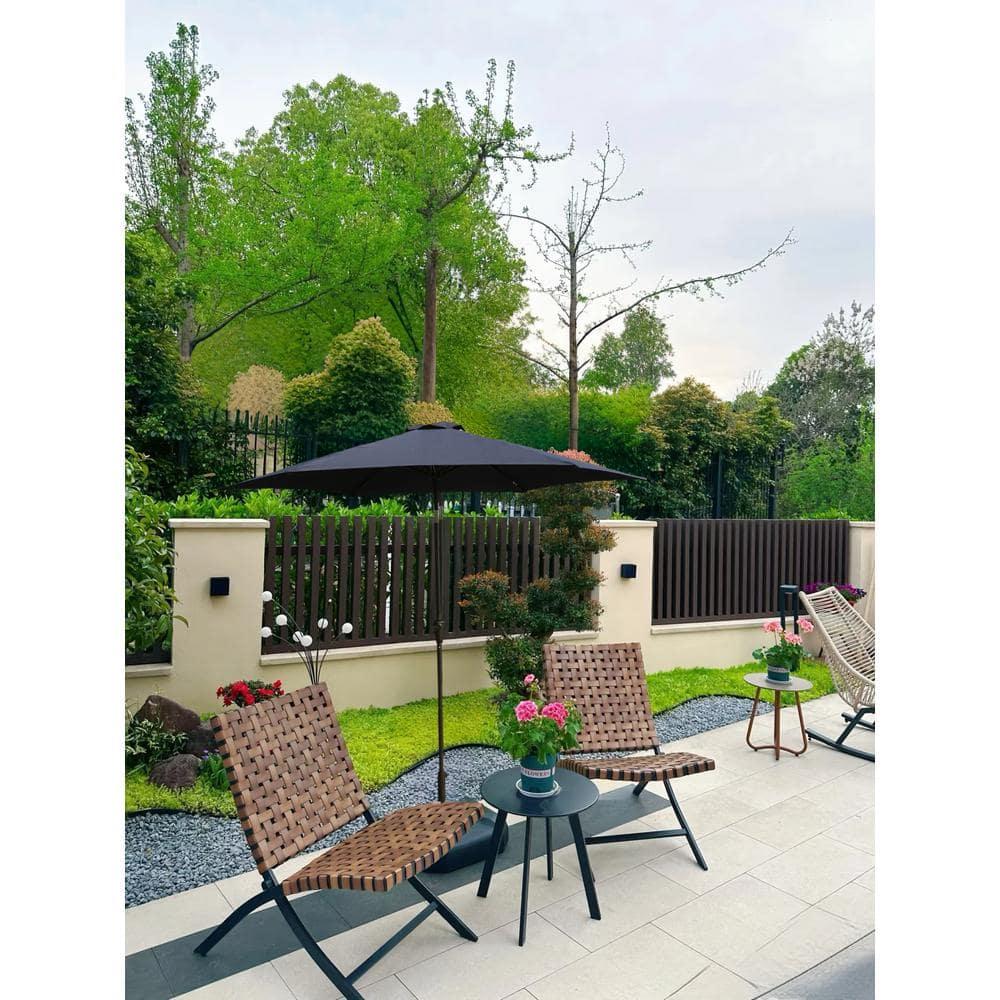 8 ft. Navy Blue Aluminum Market Umbrella with Black Pole and Resin Base