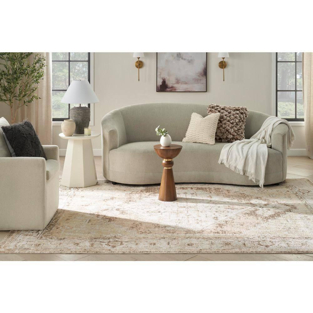 Haydel Oriental Machine Washable Power Loom Polyester Area Rug in Beige