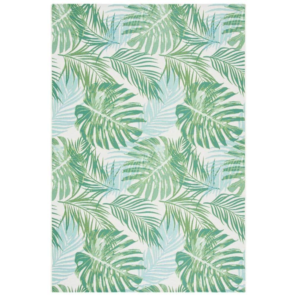 Barbados BAR592 Power Loomed Indoor/Outdoor Area Rug - Green/Teal - 5'3"x7'6" - Safavieh.