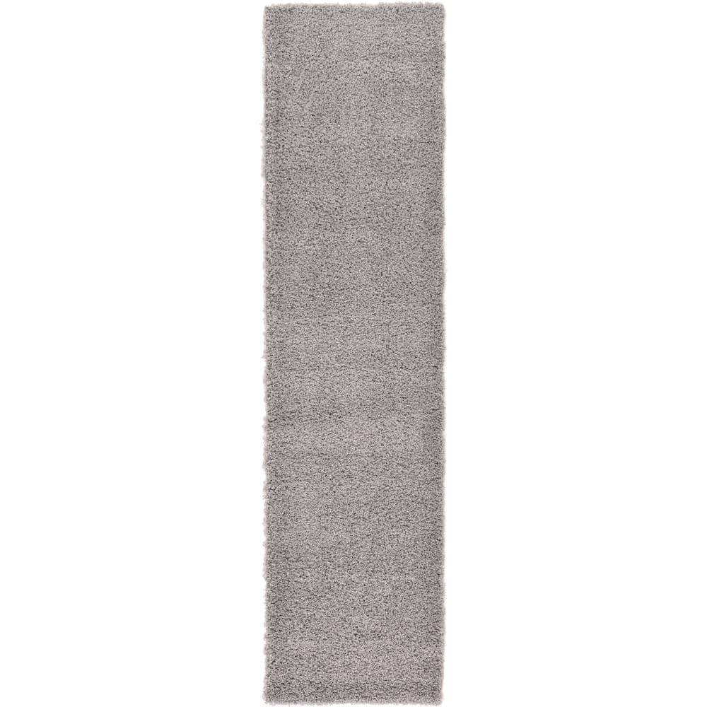 Unique Loom 2' 7 x 10' 0 Solid Shag Cloud Gray Area Rug