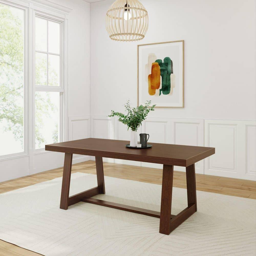Plank+Beam Farmhouse 72" Dining Table, Solid Wood Rectangular Kitchen Table for 6 People